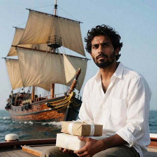 Serious Man on Ship's Deck