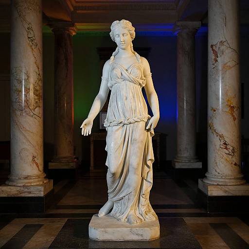 Marble Statue in Colorful Room