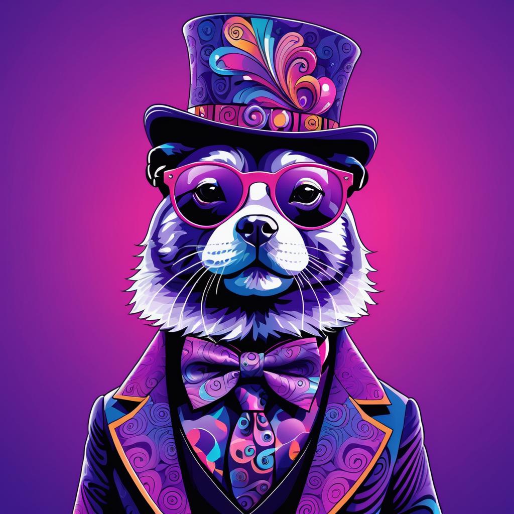 Psychedelic Fur Seal Dog Illustration