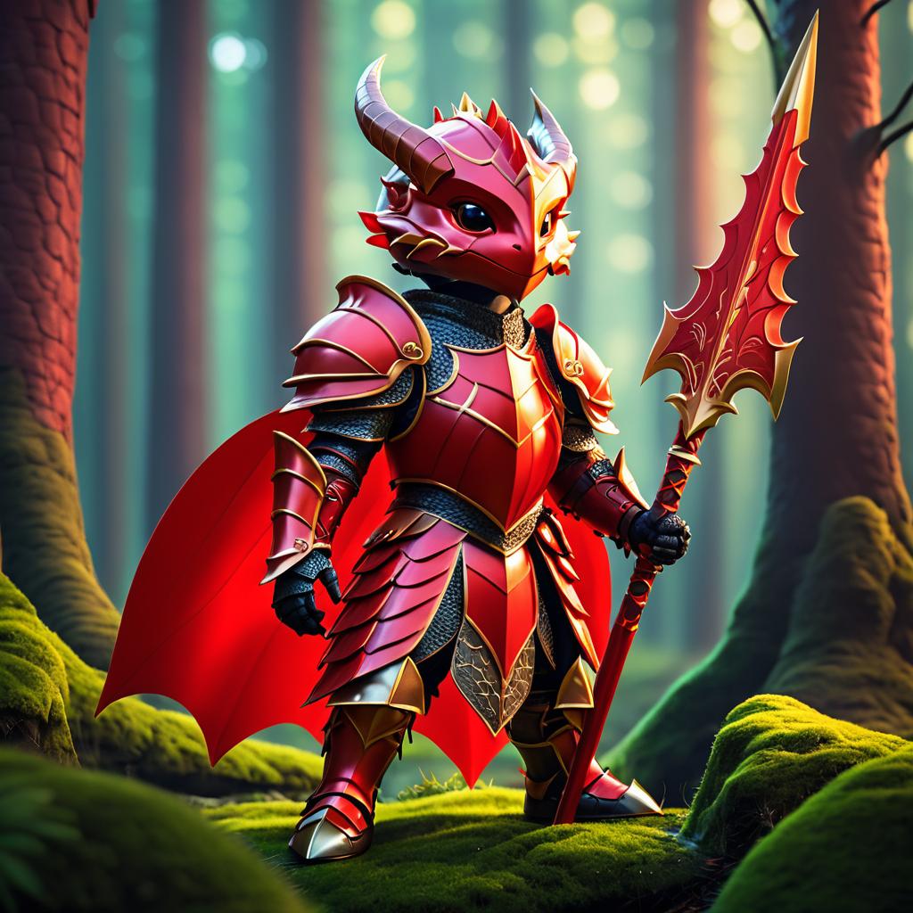 Whimsical Dragon Knight in Fantasy Forest