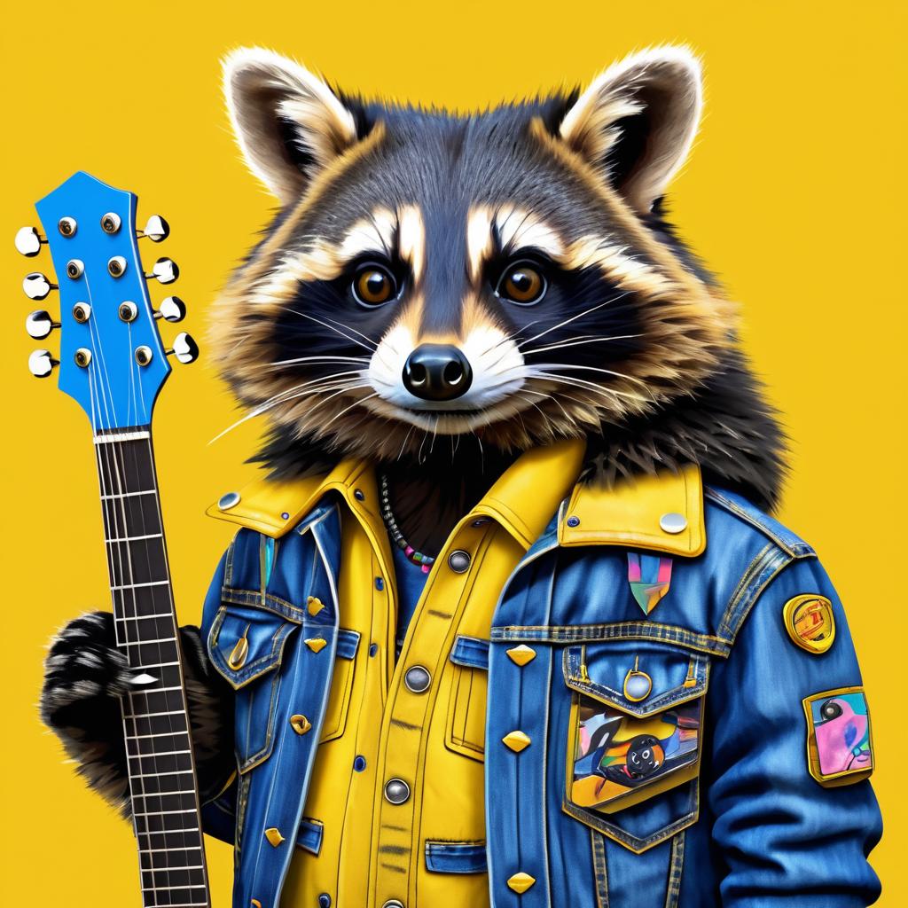 Raccoon Rockstar in Denim Jacket