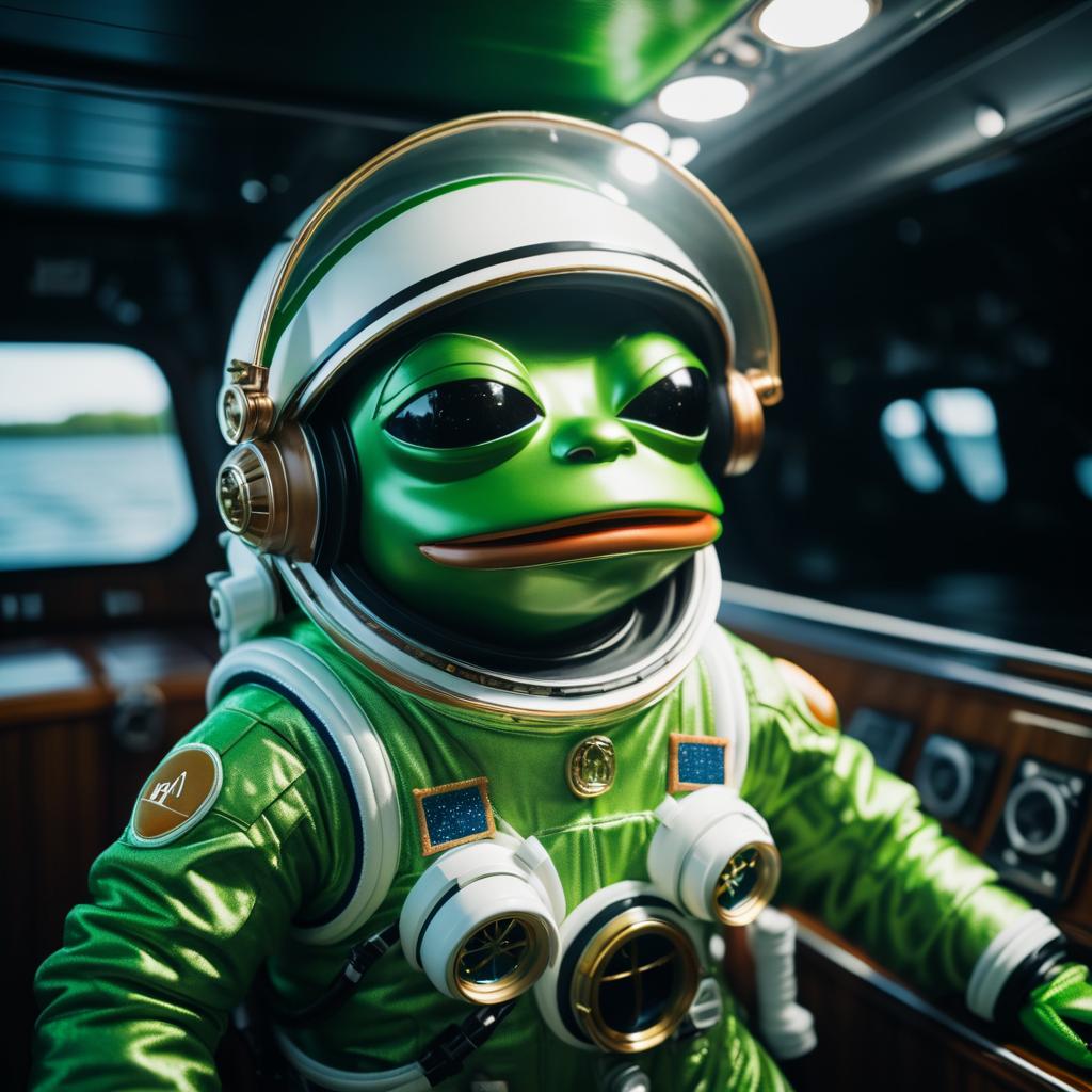 Intricate Pepe Frog in Space Suit