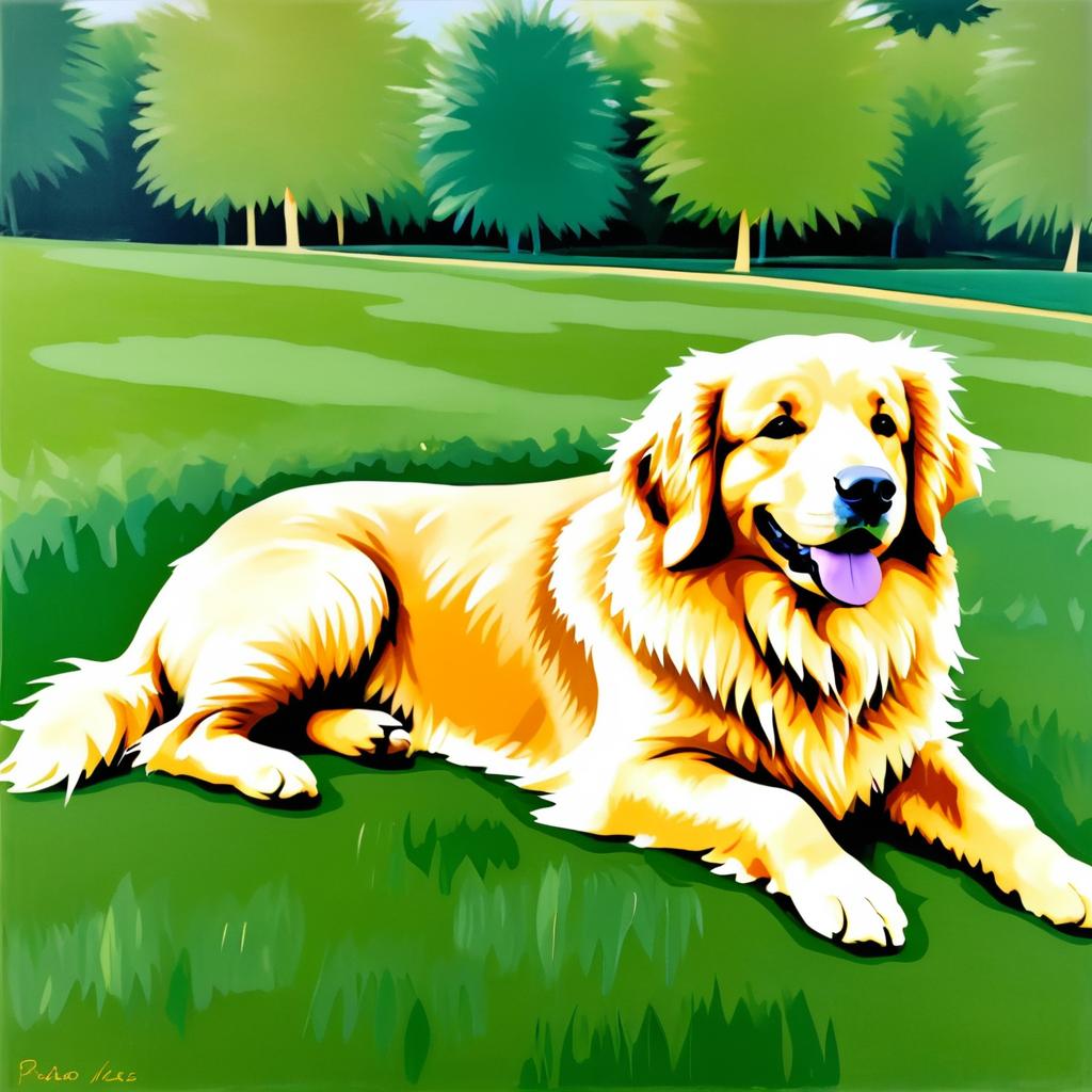 Golden Retriever in Picasso's Style