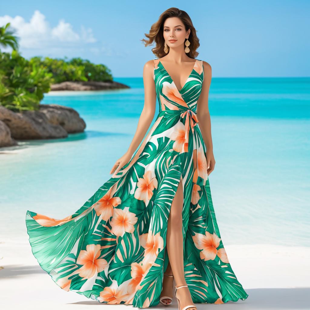 Elegant Models in Tropical Evening Wear