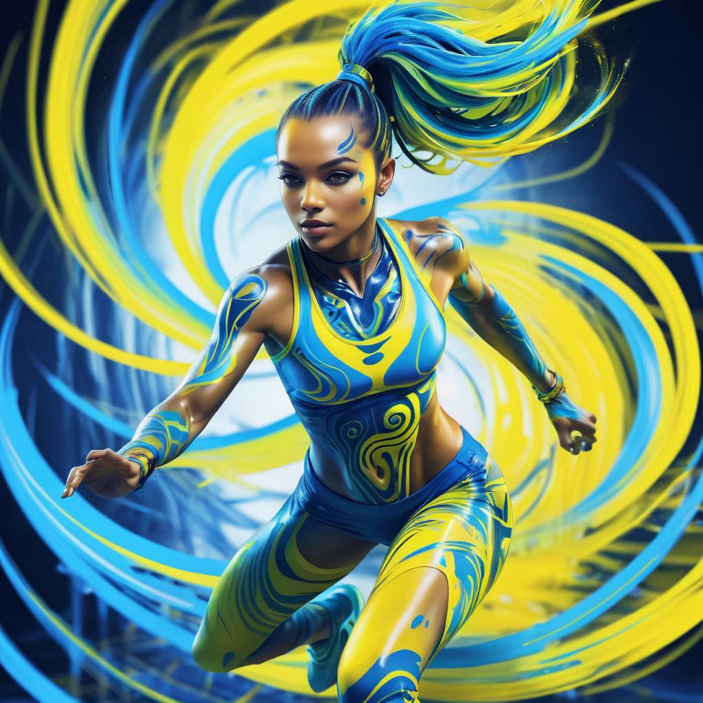 Vibrant Biopunk Running Woman Art