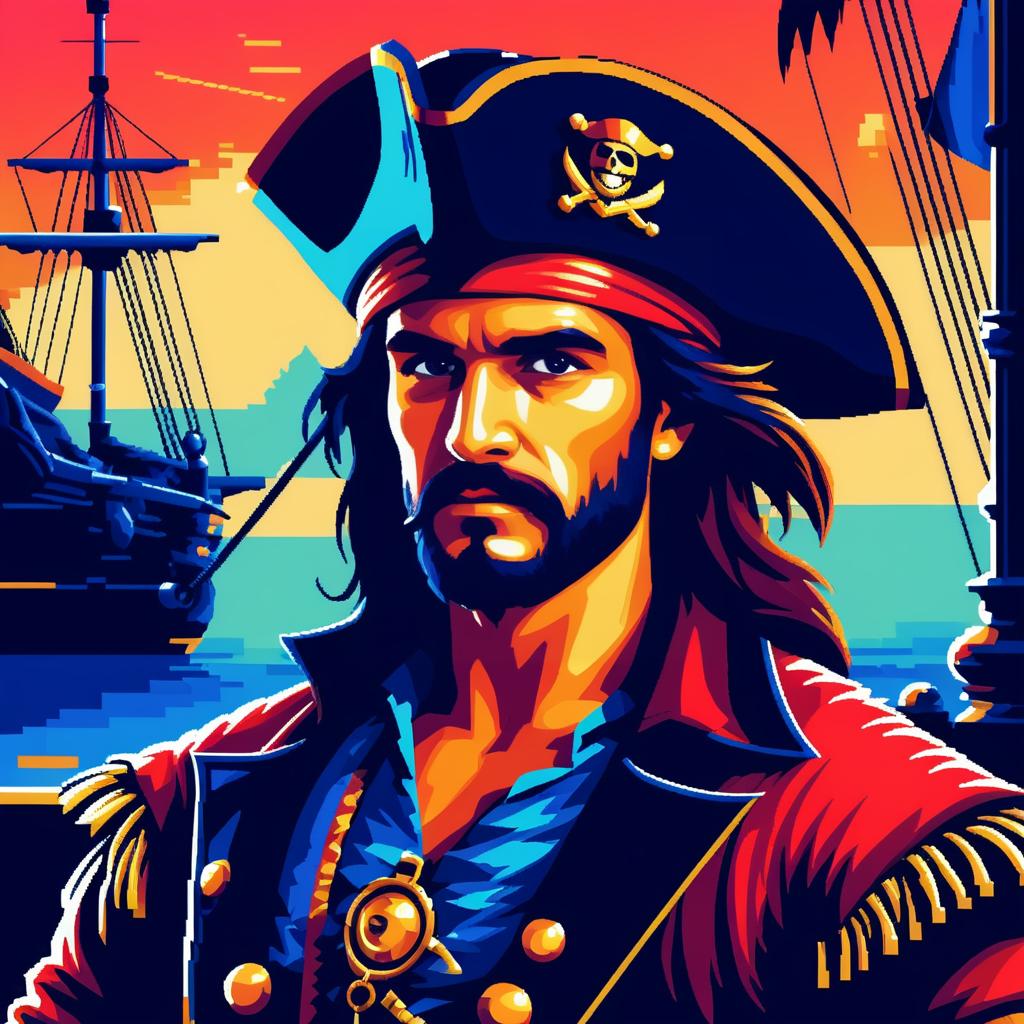 Pixel Art Pirate Captain Portrait