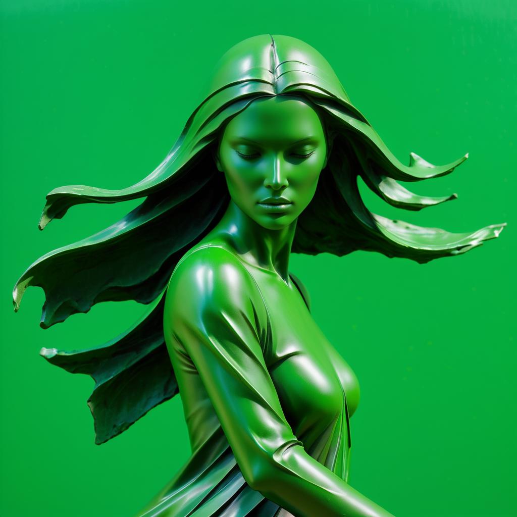 Surrealist Bronze Woman Sculpture Display