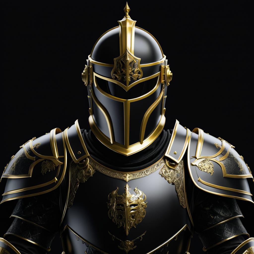 Gilded Knight in Black Armor Photography