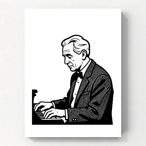 Minimalist Line Art of Aged Jazz Pianist