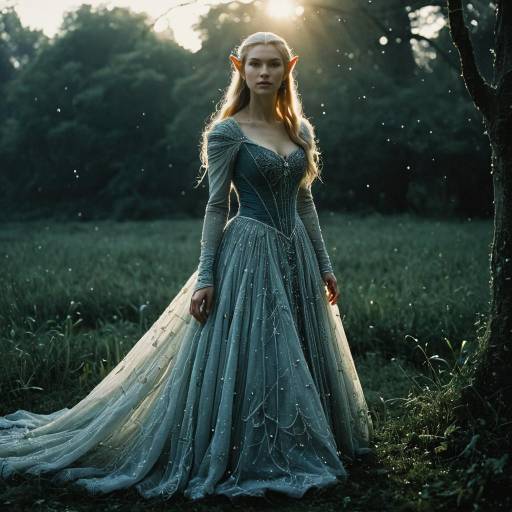 Ethereal Elven Model in Ballroom Gown