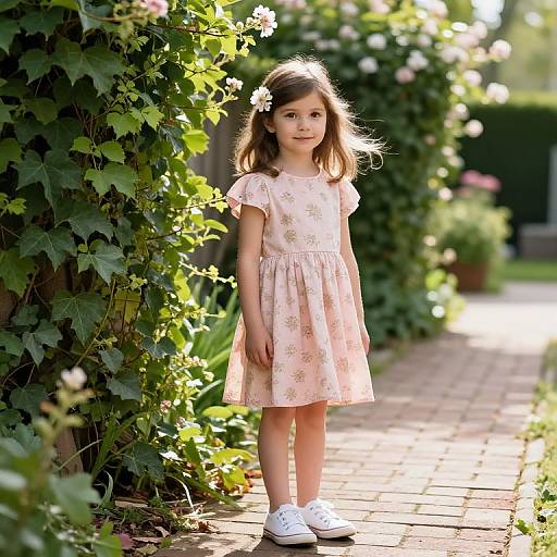 Young Girl in Floral Garden Setting