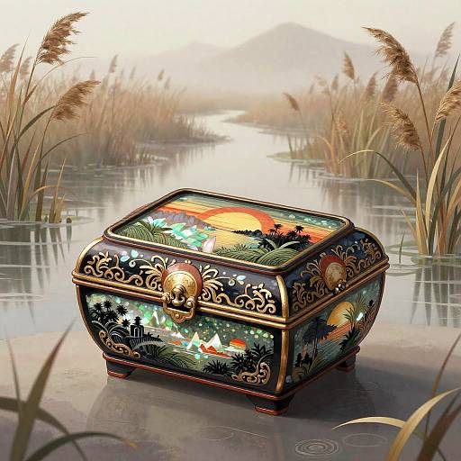 Vietnamese Lacquer Box with Mother-of-Pearl