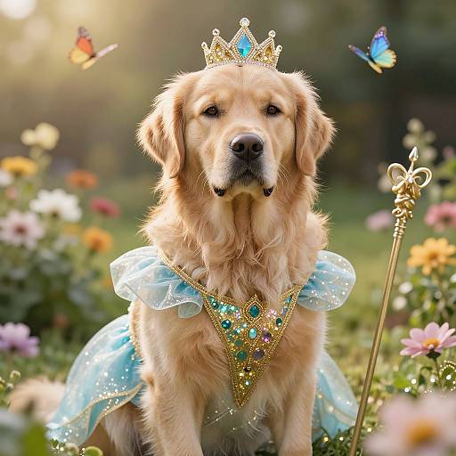 Golden Retriever as Sparkling Princess