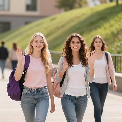 Joyful Outdoor Stroll with Friends