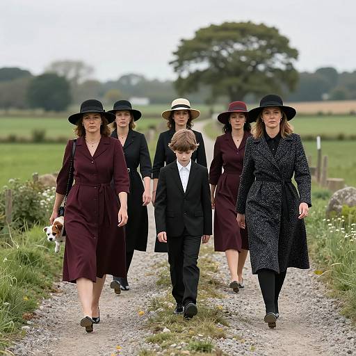 Six Walkers on a Gravel Path
