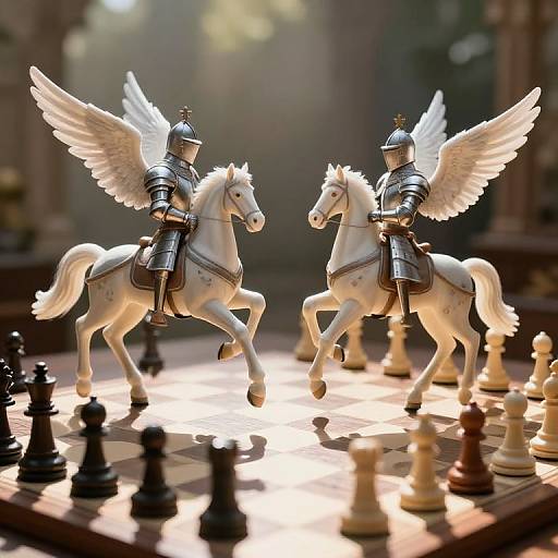 Ethereal Winged Knights Chess Battle