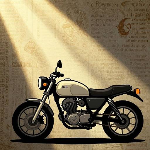 Cartoonish Motorbike Illustration with Crepuscular Rays