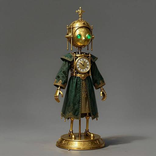 Brass Clockwork Marionette with Emerald Eyes