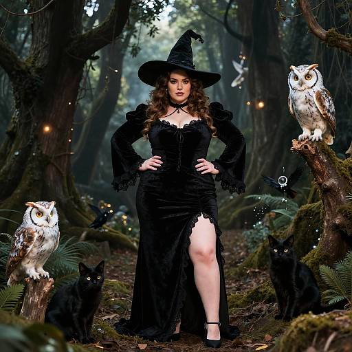 Confident Curvy Witch in Enchanted Forest
