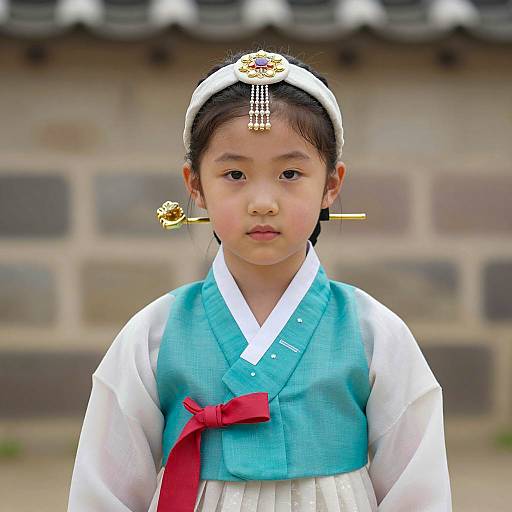 Young Korean Girl in Traditional Hanbok