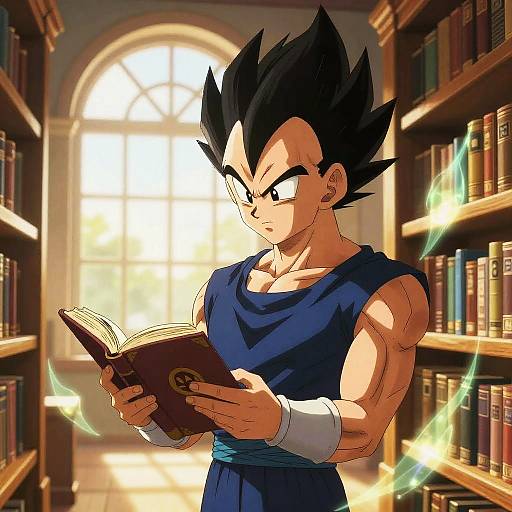 Vegeta Reading in Serene Library