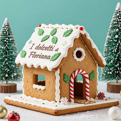 Delicate Gingerbread House Winter Scene