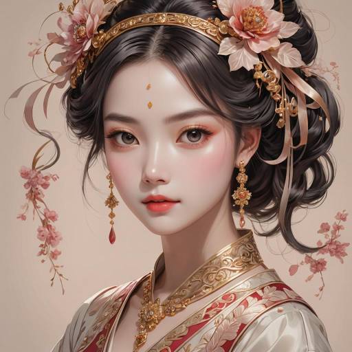 Elegant Anime Portrait of Young Woman