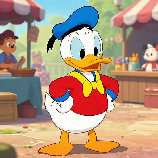 Realistic Donald Duck in Animated Market