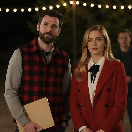 Two People Outdoors at Night