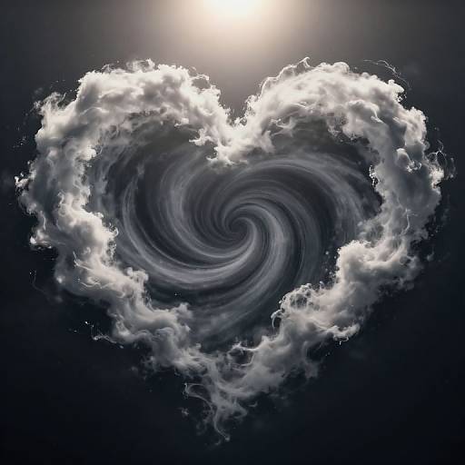 Heart-Shaped Cloud Vortex Scene