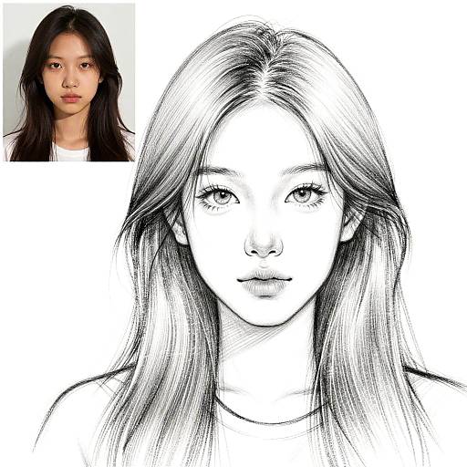 Close-Up Portrait to Pencil Sketch