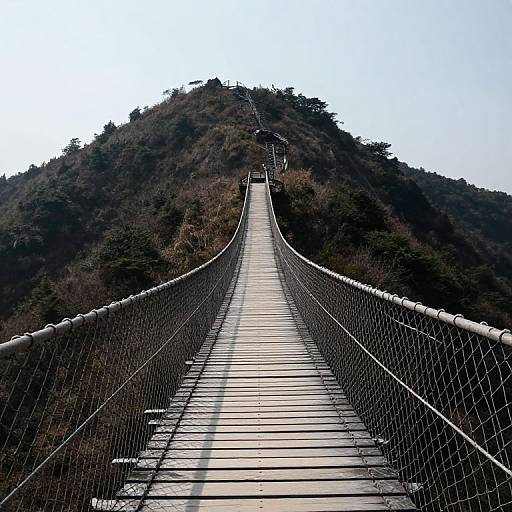 Surreal Footstep Bridge Between Peaks