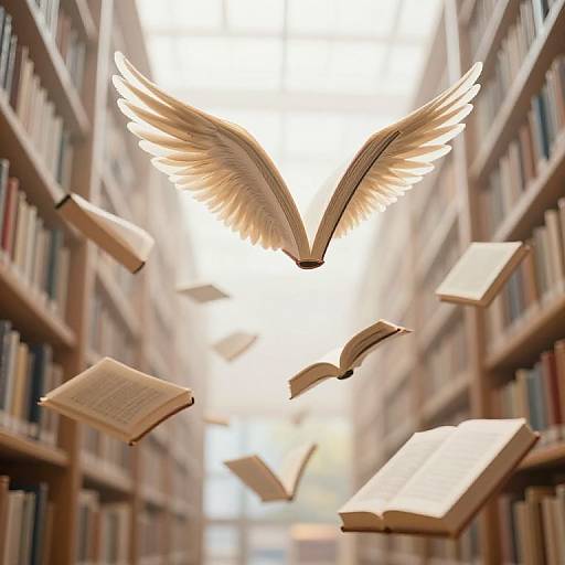 Books Soaring in Ethereal Library