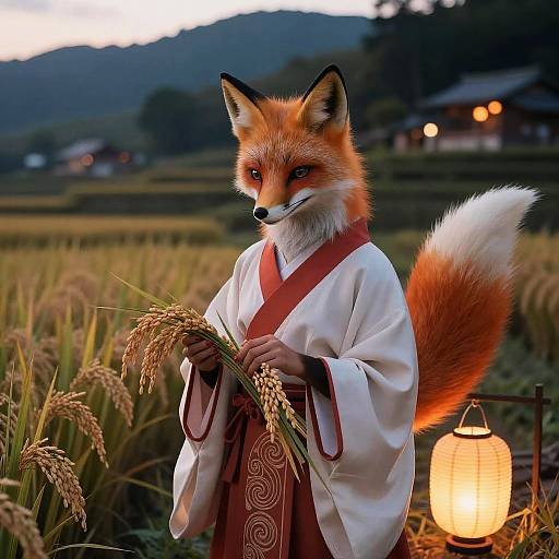 Inari Deity Weaving Rice Patterns