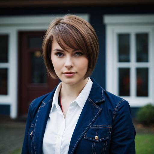 Young Woman with Short Light Brown Hair in Casual Jacket