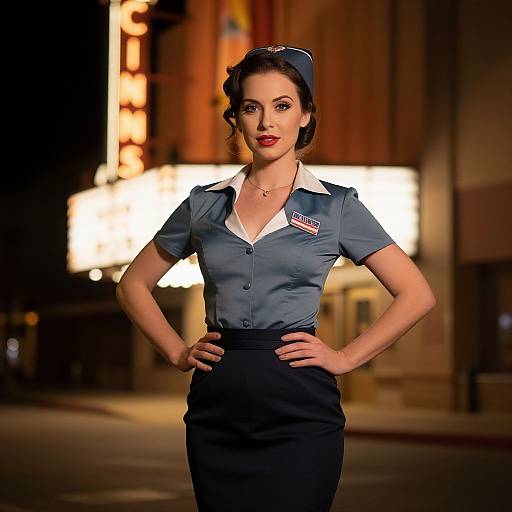 Vintage Cinema Usherette at Night