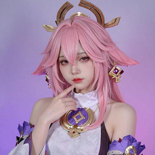 Pastel Pink Haired Cosplayer with Crown