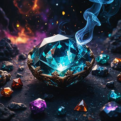 Magical Blue Gemstone with Cosmic Smoke