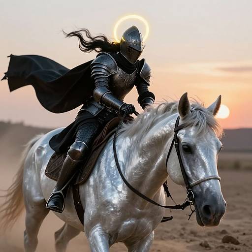 Silverfish Steed with Armored Knightess