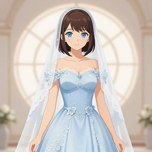 Anime Woman in Elegant Wedding Dress