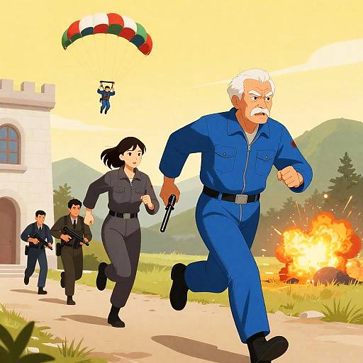 Dramatic Action Scene with Figures