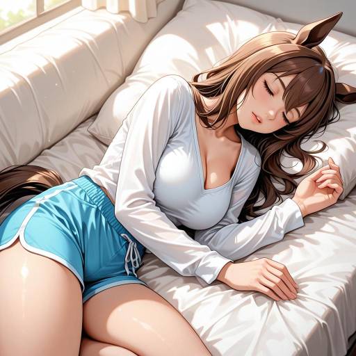 Sleeping Horse Girl with Animal Ears