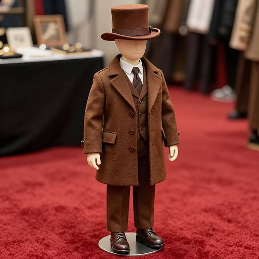 Mannequin in Brown Suit on Red Carpet