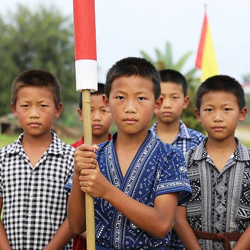 Traditional Asian Children in Colorful Scene