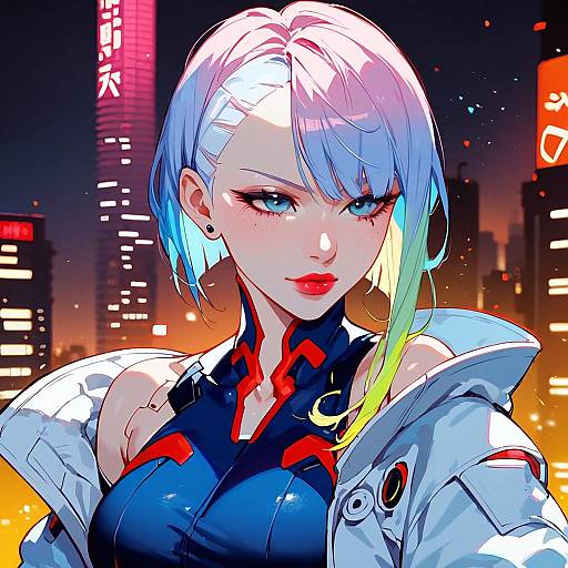 Cyberpunk Lucy Portrait in Neon Night