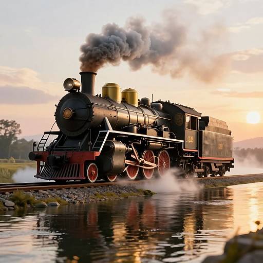 Vintage Steam Locomotive at Golden Hour