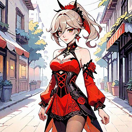 Anime Girl in Halterneck Dress Pose