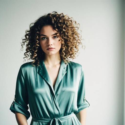 Woman with Ringlet Curls in Silk Jumpsuit Woman with Ringlet Curls in Silk Jumpsuit