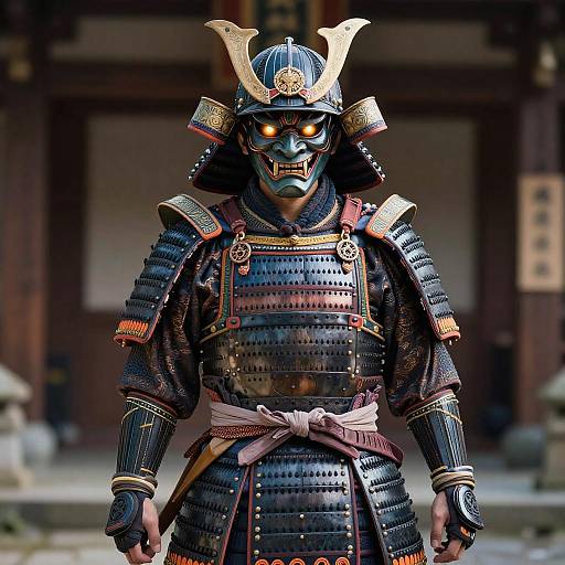 Oni-Helmed Samurai with Egyptian Ornaments