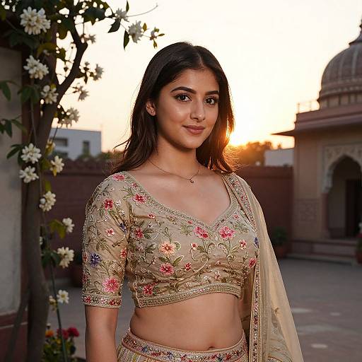 Elegant Woman in Embroidered Lehenga